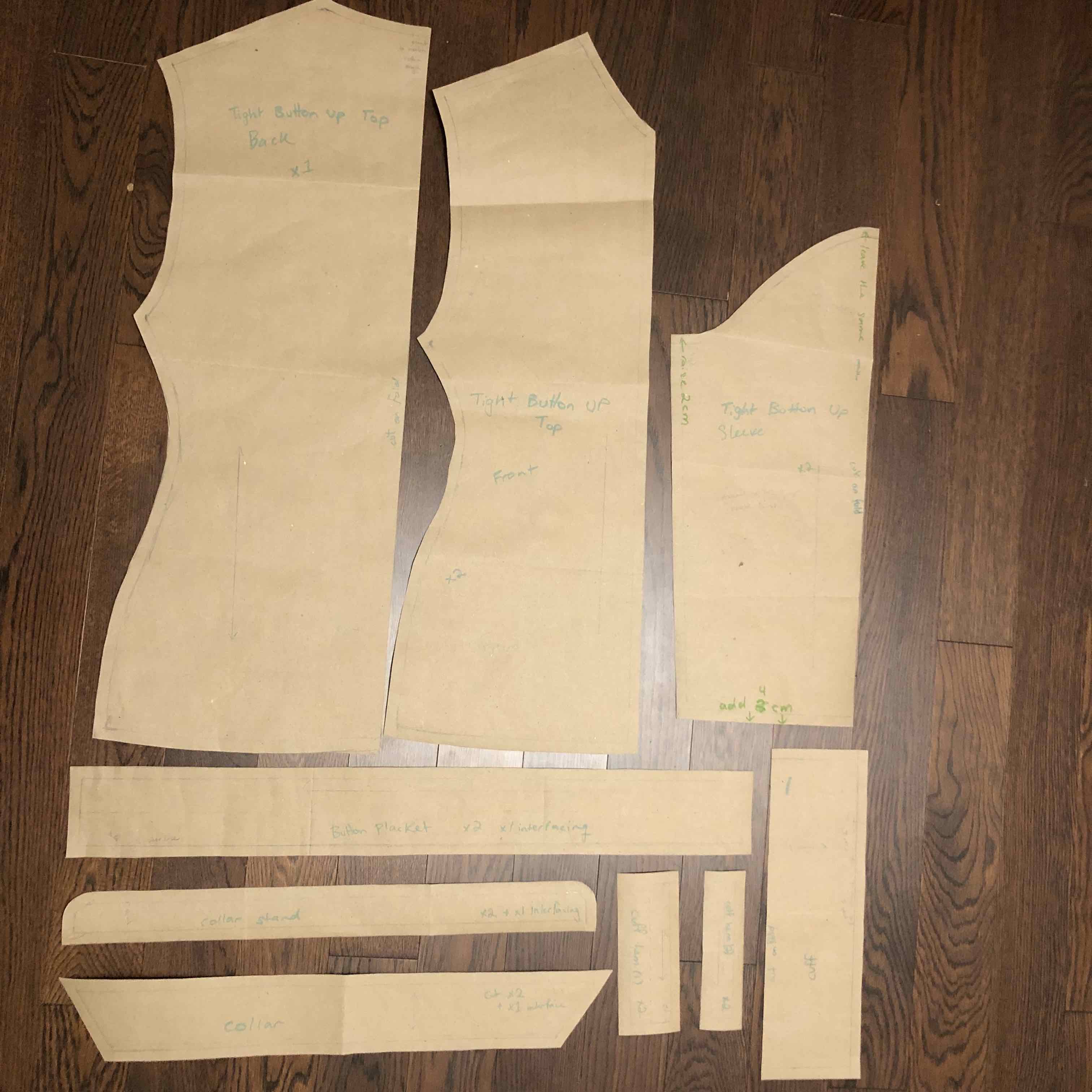 Image of paper pattern pieces.