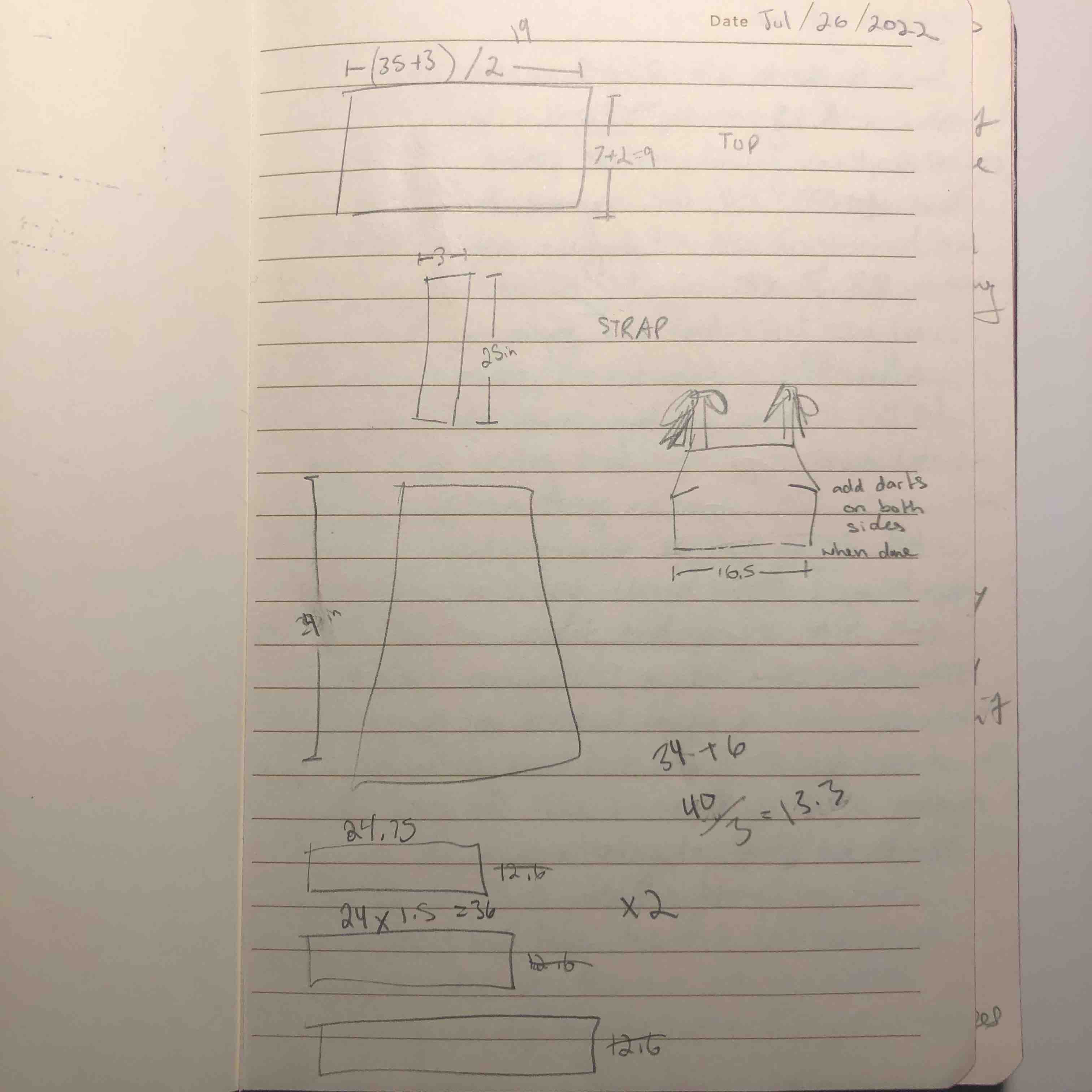 Image of paper patterns for grey dress.