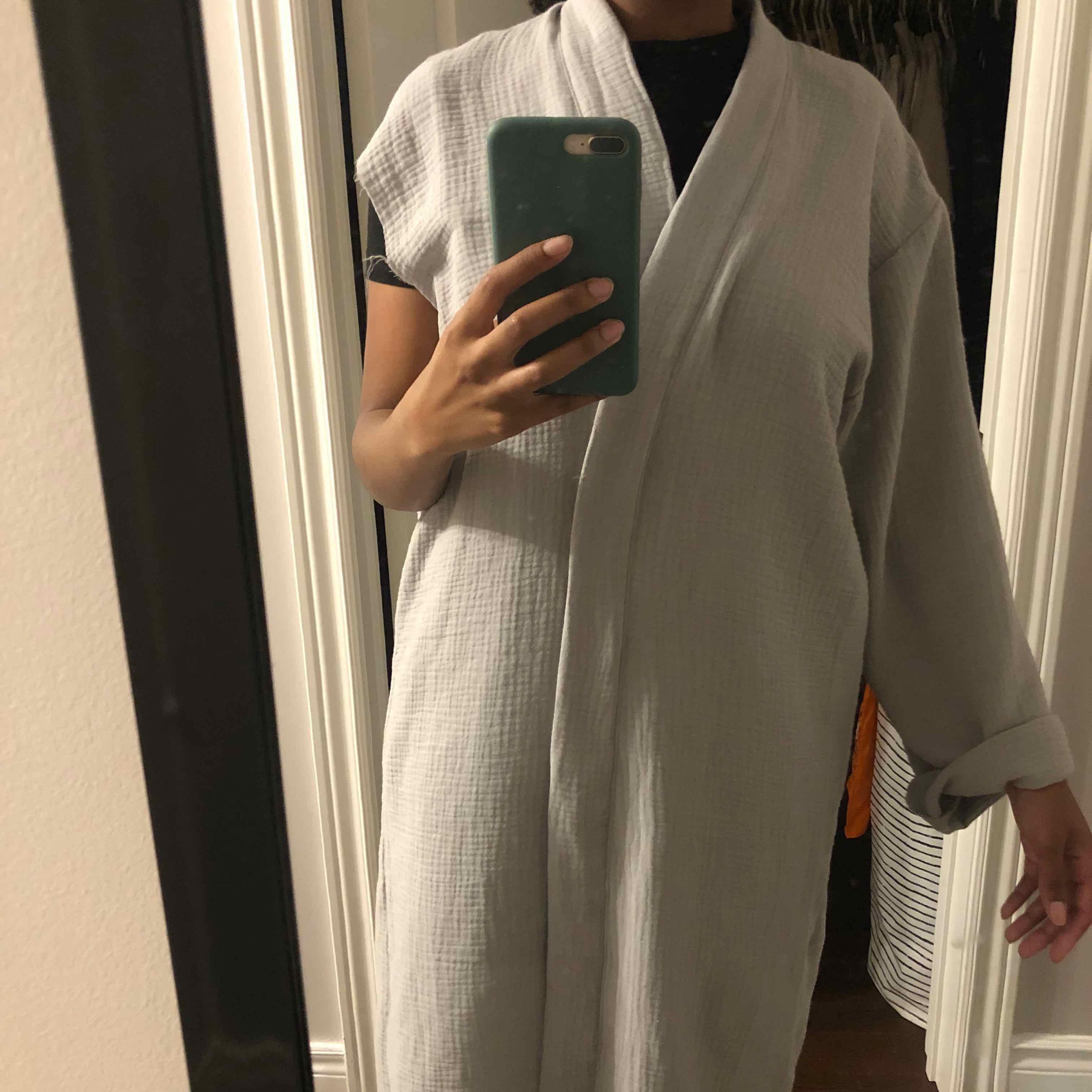 Image of robe while it's being assembled.