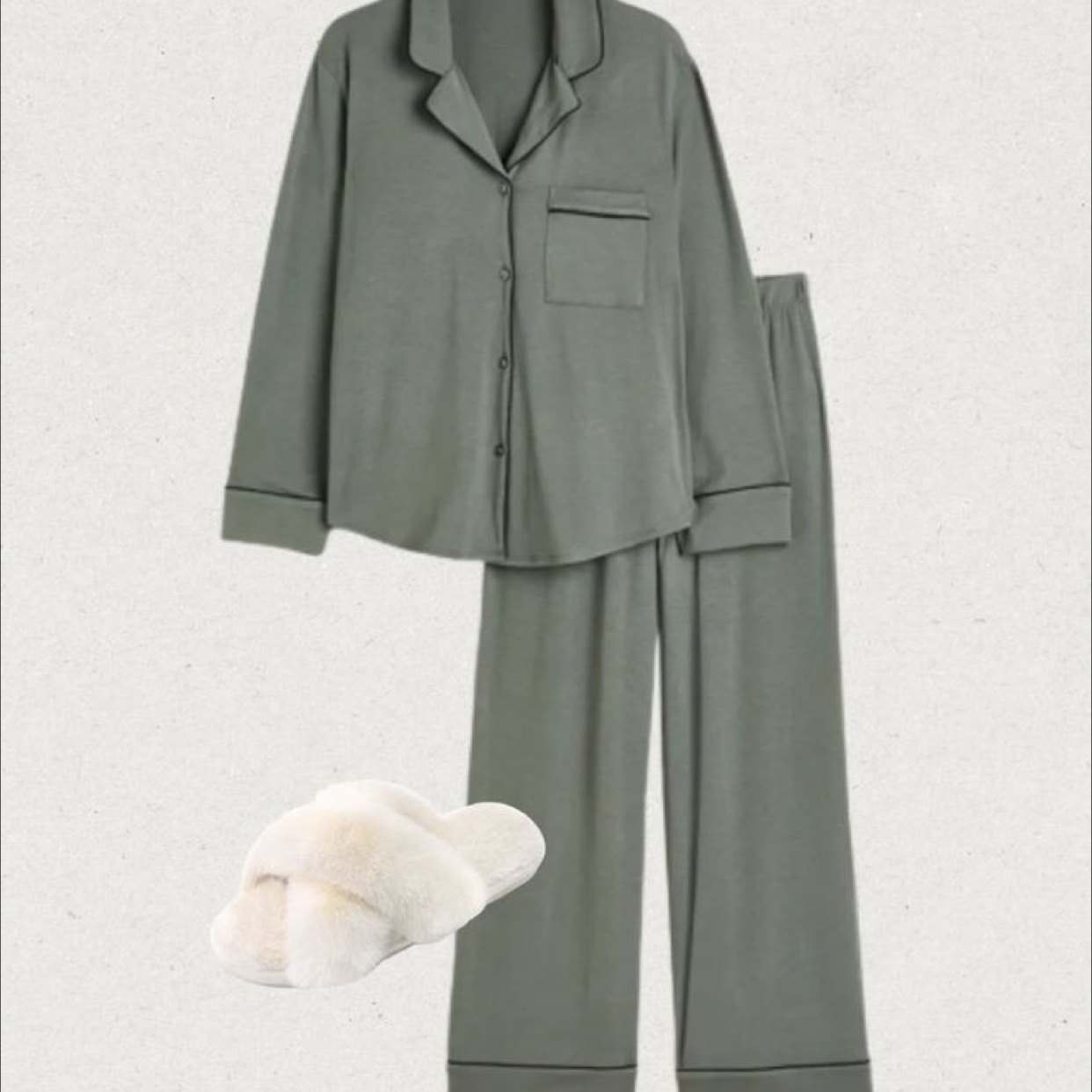 Image of two piece button-up pajamas.