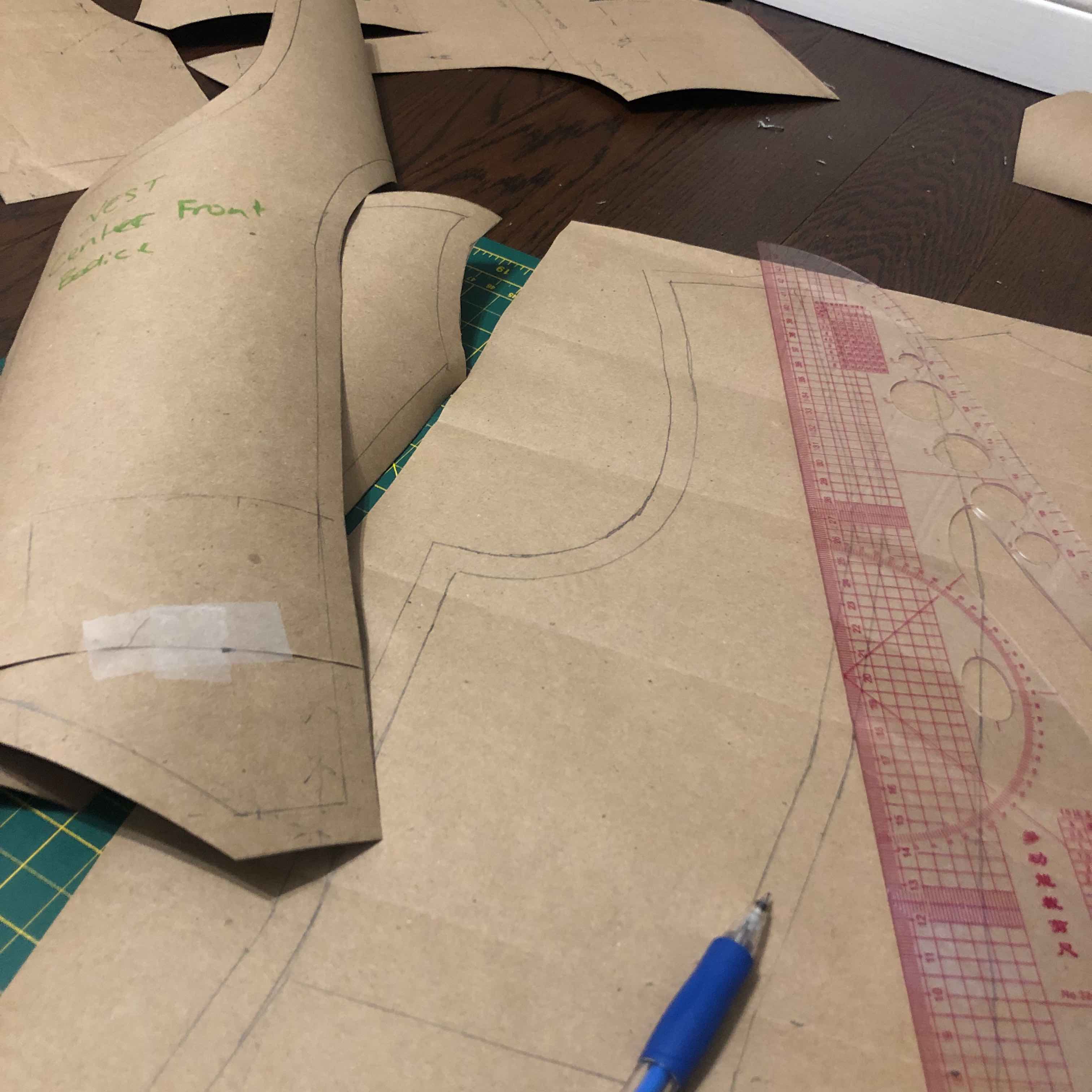 Image of paper pattern pieces.