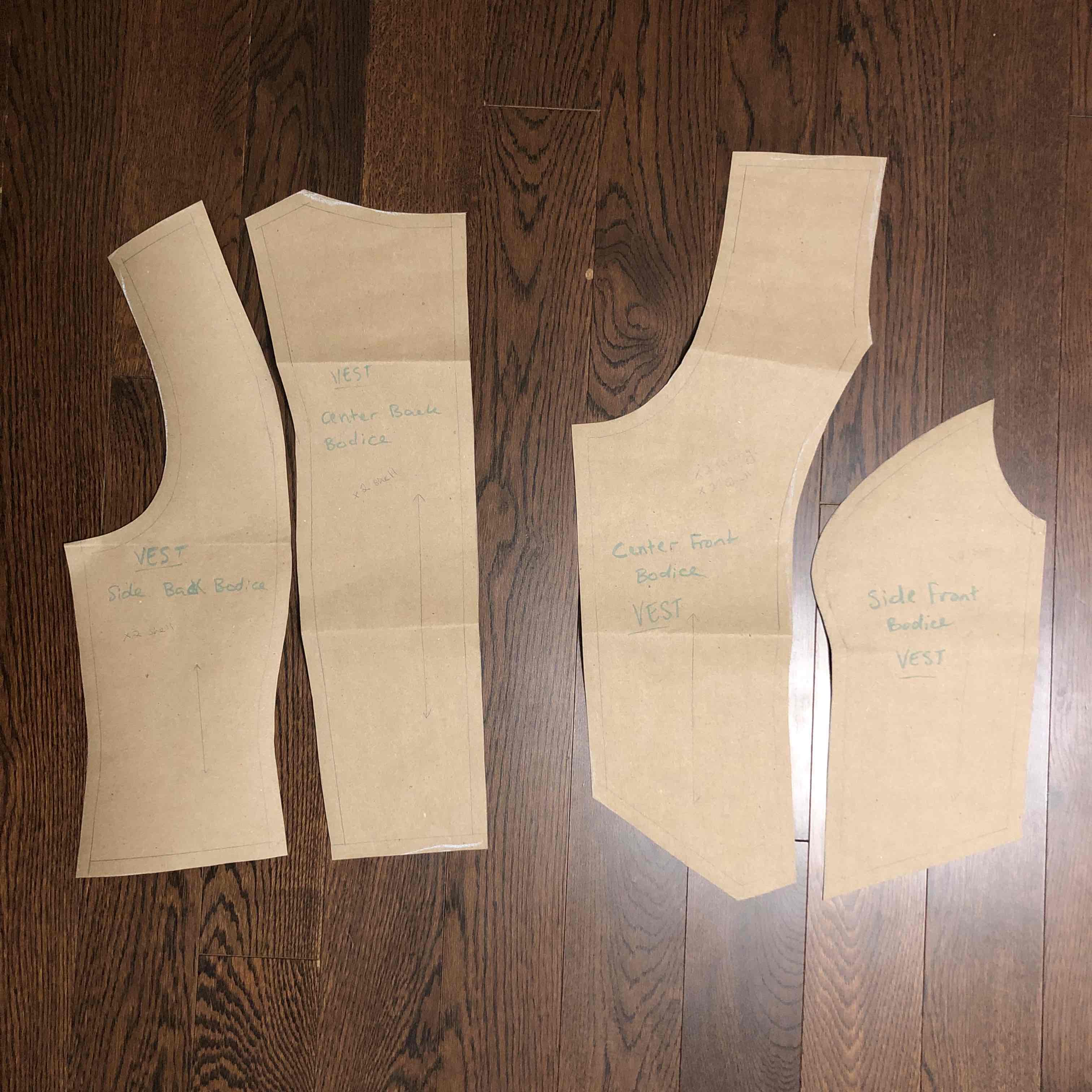 Image of paper pattern pieces.